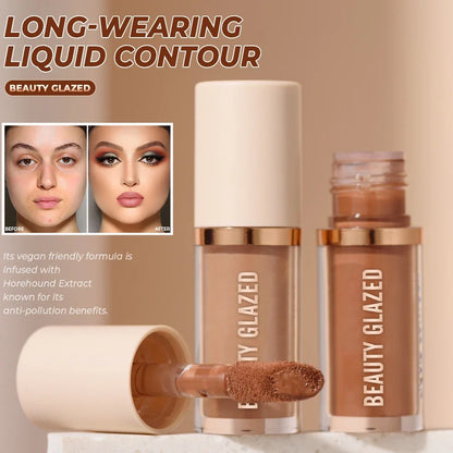 Beauty Glazed 2025 liquid contouring palette with two shades for facial shaping, waterproof matte finish, V-face makeup.