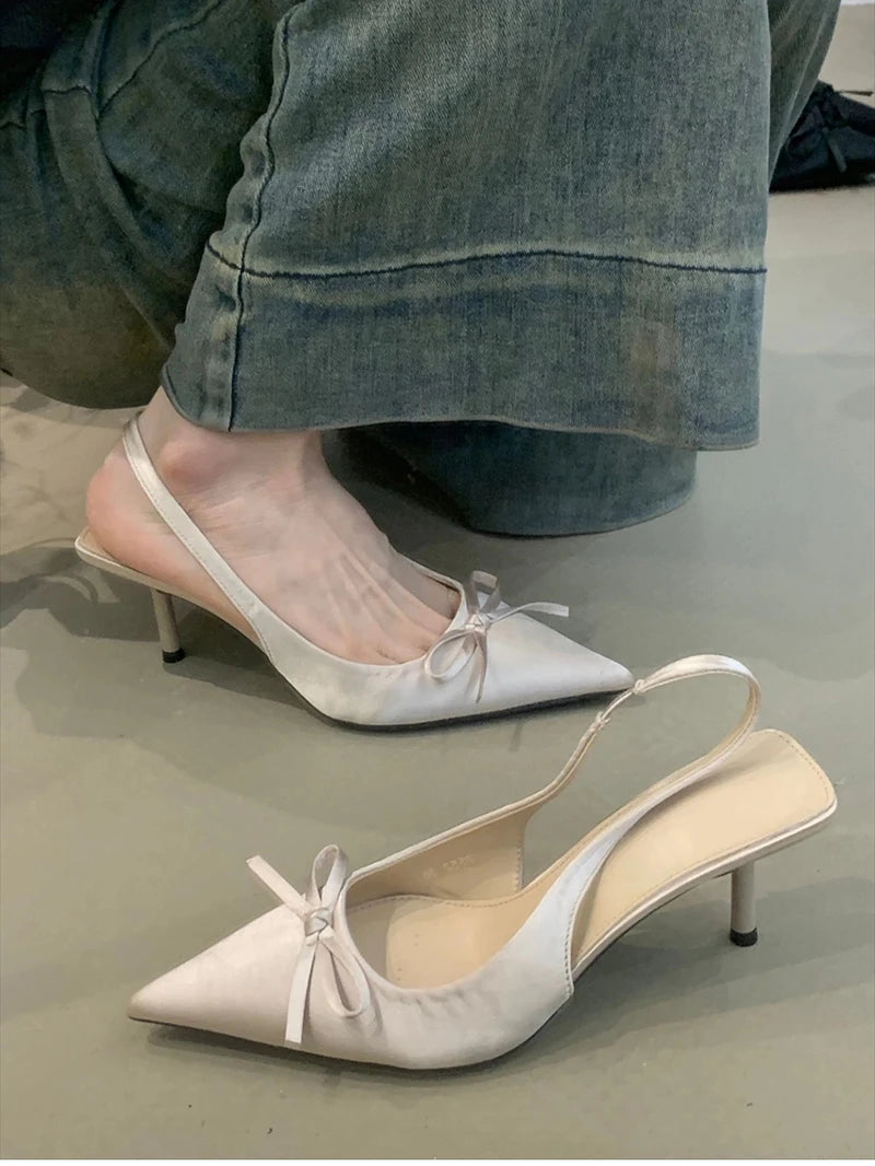 Summer Slip On High Heel Women Sandals Fashion Butterfly-knot Singbacks Pumps Stripper Party Female Sandalias