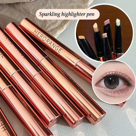 Blushimmer glitter highlighter stick with diamond-like shimmer, silky texture, brightening face, and three-dimensional eye shadow pen.
