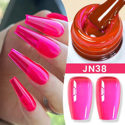 Blushimmer Born Pretty Jelly Nude Gel Nail Polish in light pink peach, translucent UV cure gel for nail art at home.