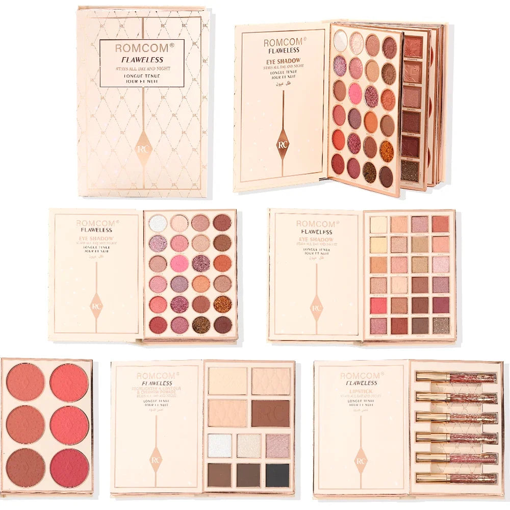 Blushimmer makeup magic book with eyeshadow, lip gloss, blush, and highlighter, perfect for holiday parties and gifting.