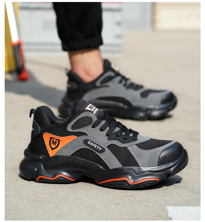 Slip On Safety Shoes Work Boots Steel Toe Men Non-Slip Lightweight Breathable Industrial Shoes Anti shock Protective Boots