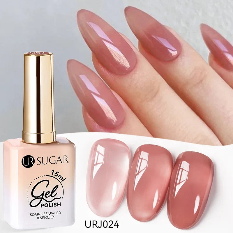 Blushimmer UR SUGAR 15ml translucent white jelly gel polish for semi-permanent UV nail art, soak-off gel varnish, latest fashion.