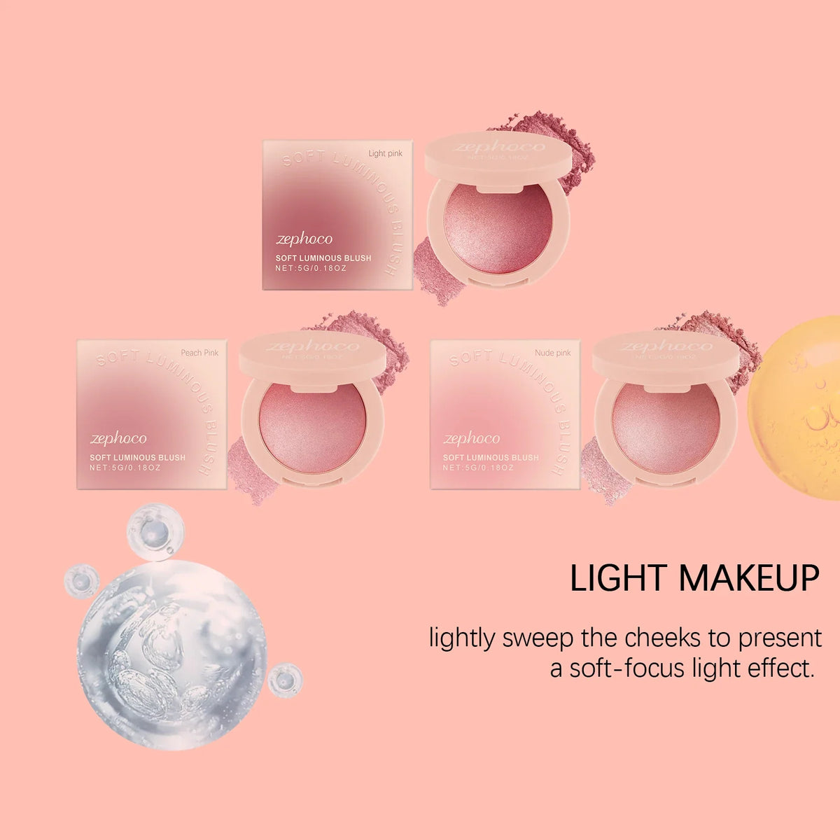 Blushimmer Pearl Blush with soft pink powder for a natural, radiant finish, long-lasting and buildable for a delicate glow.