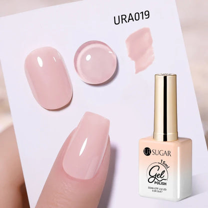 Blushimmer UR Sugar 15ml translucent white gel polish for semi-permanent UV nail art, soak-off gel varnish, shiny finish