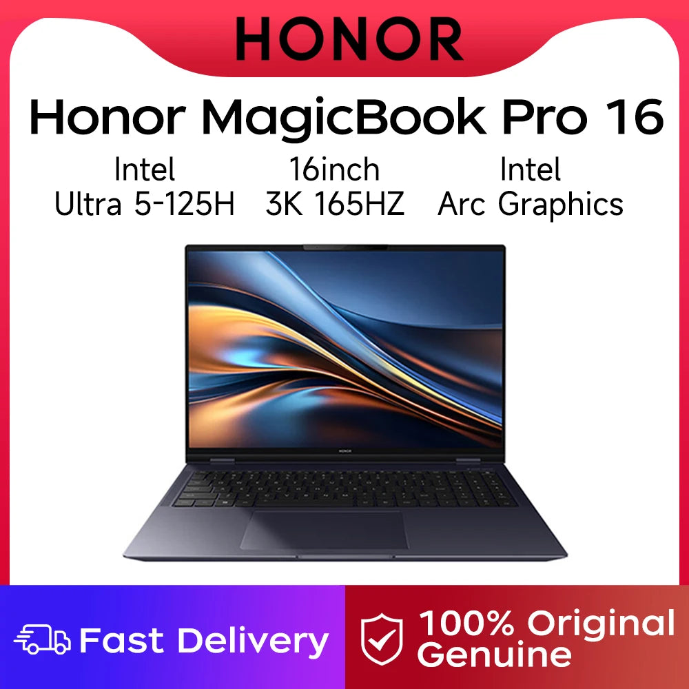 Honor Laptop MagicBook Pro 16 16-inch 2024 Intel Core Ultra5 16GB/24GB 1TB/2TB 165Hz 3K high-brush gaming screen laptop