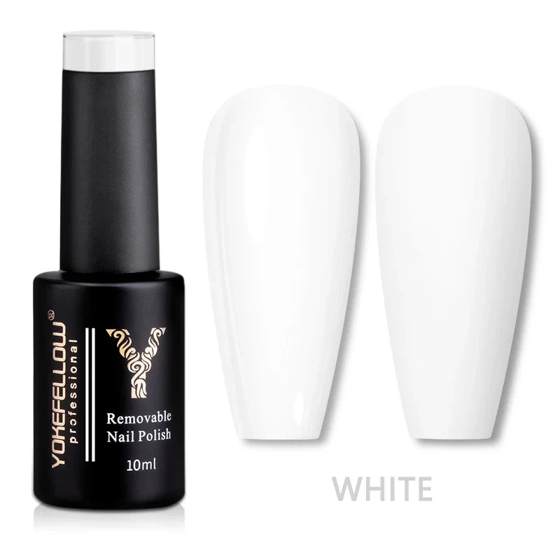 Blushimmer YOKEFELLOW 10ml translucent pink gel nail polish in a clear jar, showcasing smooth, high-quality soak-off UV gel for long-lasting nails.