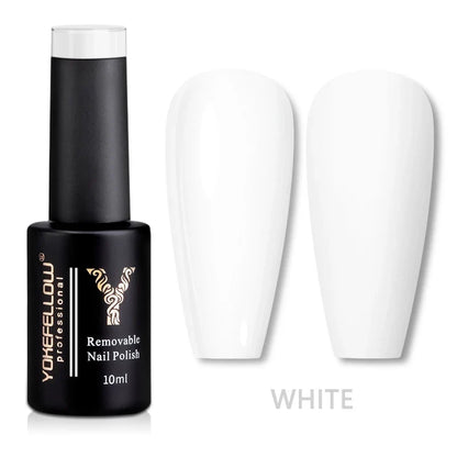 Blushimmer YOKEFELLOW 10ml translucent pink gel nail polish in a clear jar, showcasing smooth, high-quality soak-off UV gel for long-lasting nails.