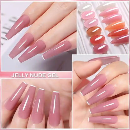 LILYCUTE Blushimmer 6-pack 7ml translucent pink and nude gel nail polish set with soak-off semi-permanent formula for manicures