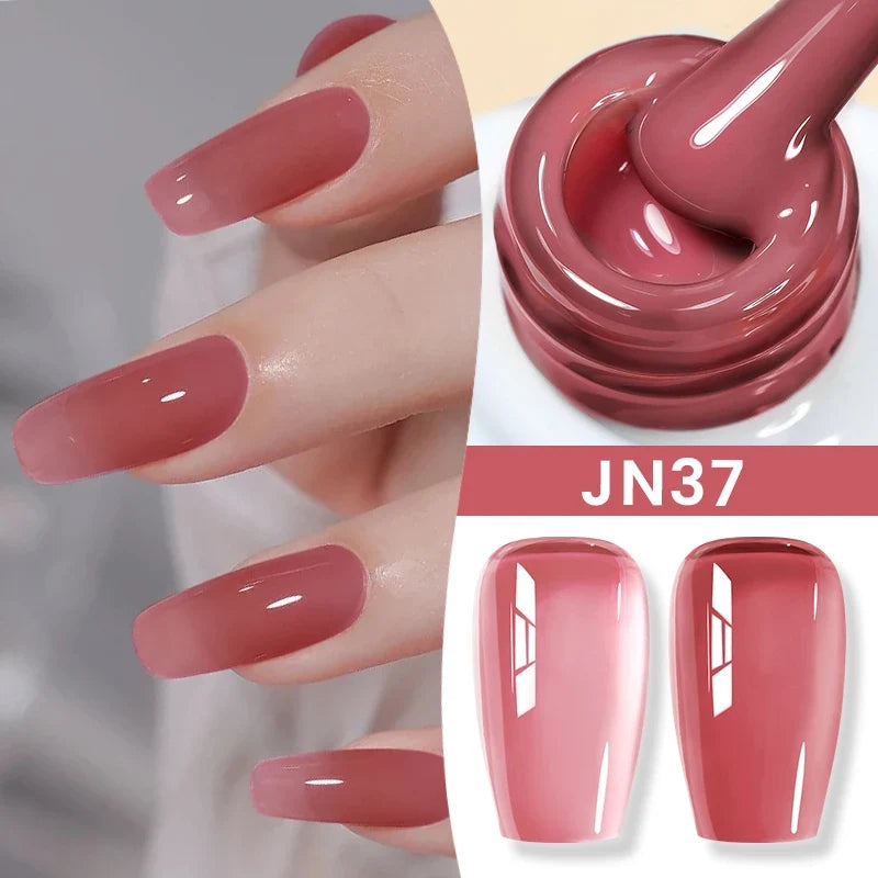 Blushimmer Born Pretty Jelly Nude gel nail polish in light pink peach, 10ml translucent UV cure gel for DIY nail art