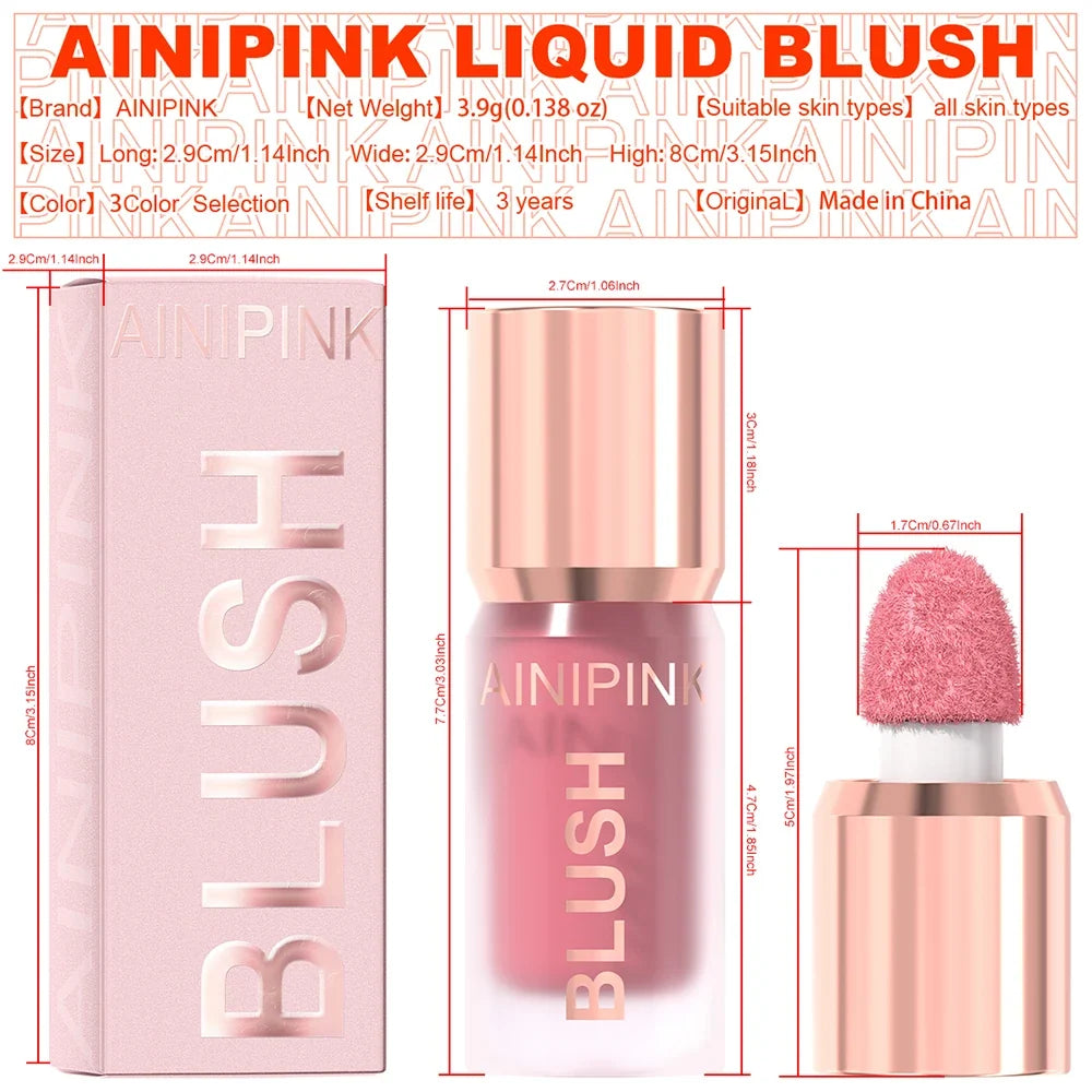 Blushimmer matte liquid blush cheek tint with high pigmentation, long-lasting, transfer-proof, natural flush, multi-use for cheeks.