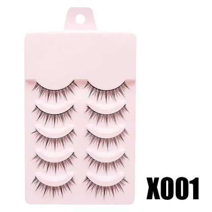 Blushimmer DINGSEN anime false eyelashes with clear band, 5 pairs of natural daily manga-style little devil lashes