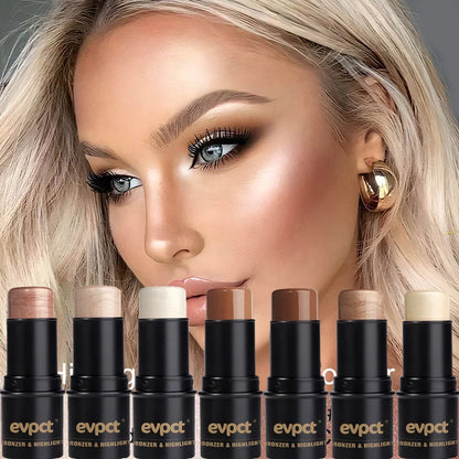 Blushimmer highlighting and bronzer stick with face brightening, blusher, and contouring for natural makeup looks.