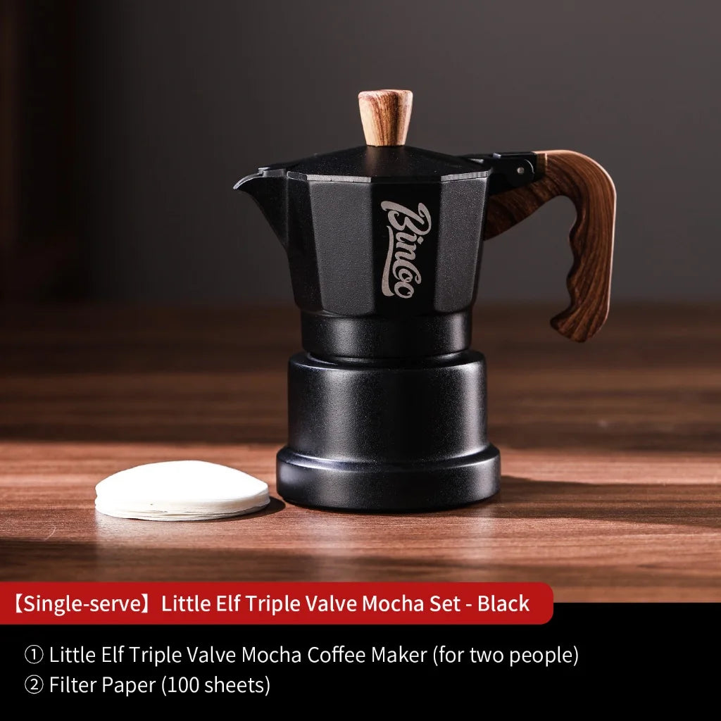 BINCOO Three-Valve Moka Pot Home Mini Espresso Coffee Maker Coffee Brewing Equipment 1Cup/2Cups