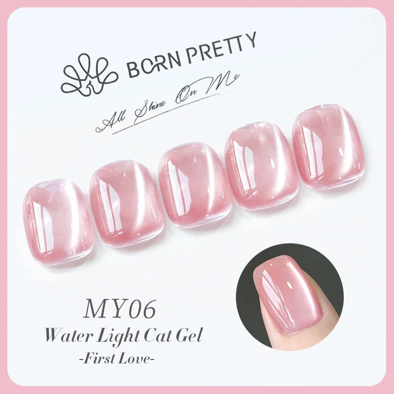 Blushimmer Born Pretty 10ml purple grape cat magnetic gel nail polish with glass beads and whitening guava effect, vibrant and shiny.