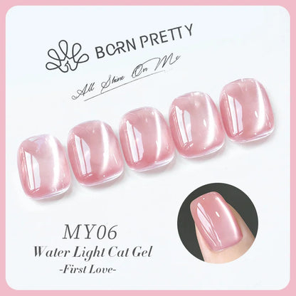 Blushimmer Born Pretty 10ml purple grape cat magnetic gel nail polish with glass beads and whitening guava effect, vibrant and shiny.
