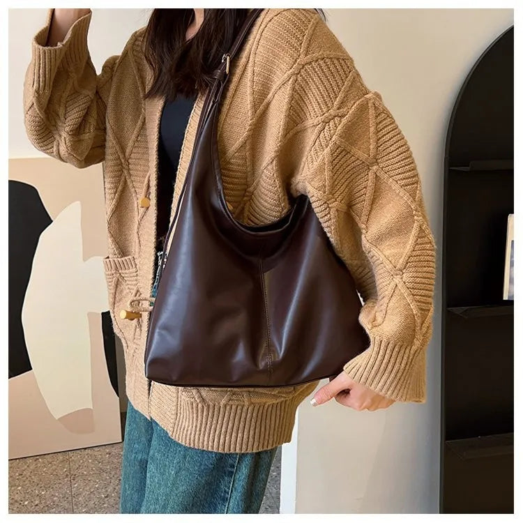 HOMEFISH New Tote bag hand bill of lading shoulder women's bag retro simple large bag Tote bag