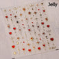 Colorful Cat's Eye 5D gradient European love heart gem nail art stickers with crystal geometric designs by Blushimmer, for stylish manicures.