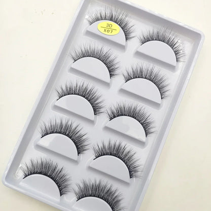Set of five pairs of natural 3D mink false eyelashes by Blushimmer, perfect for makeup and beauty enhancement.