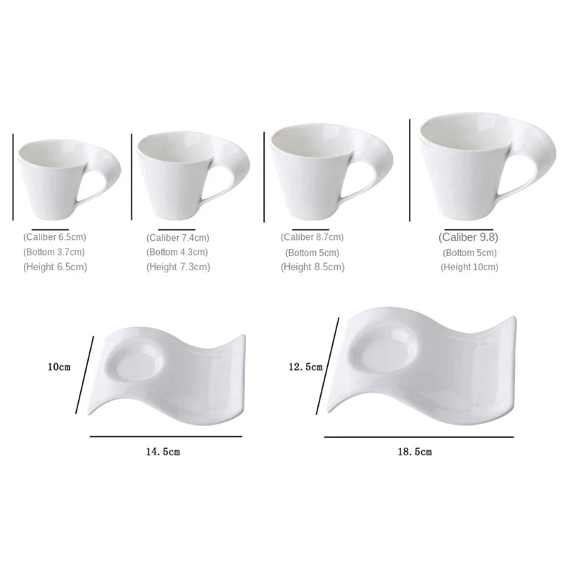 Creative Wavy Ceramic Espresso Cup Home Breakfast Dessert Milk Mug White Porcelain Coffee Cup Couple Mug Gift Home Decor Modern