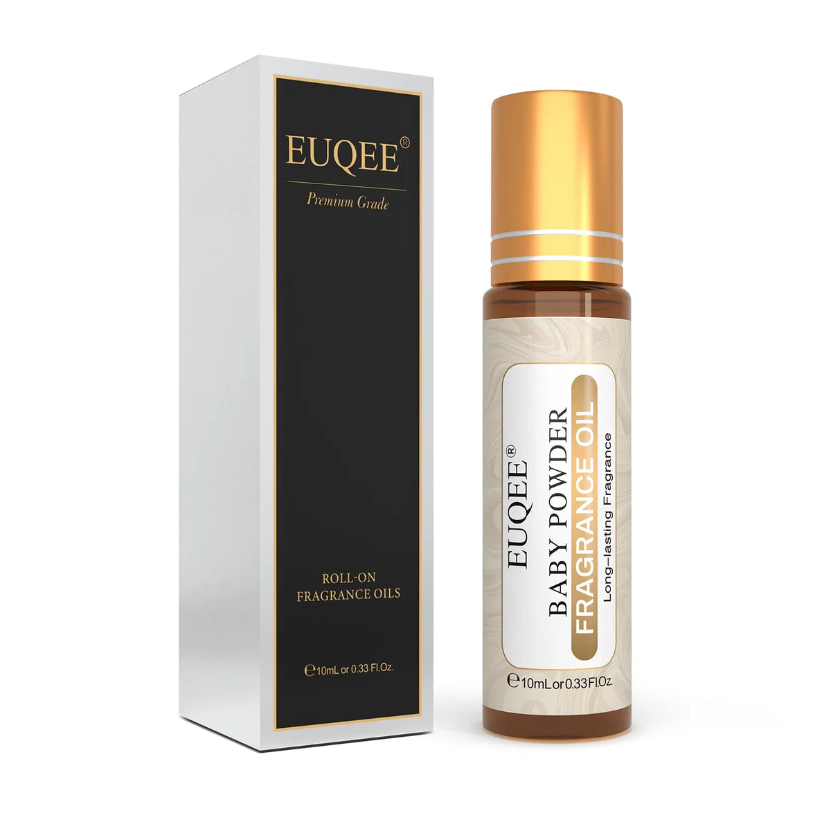 EUQEE 10ml fragrance oil roll-on with long-lasting scent, featuring La Vie Est Belle, CHANCE, J'adore, cotton, strawberry, and mango scents.