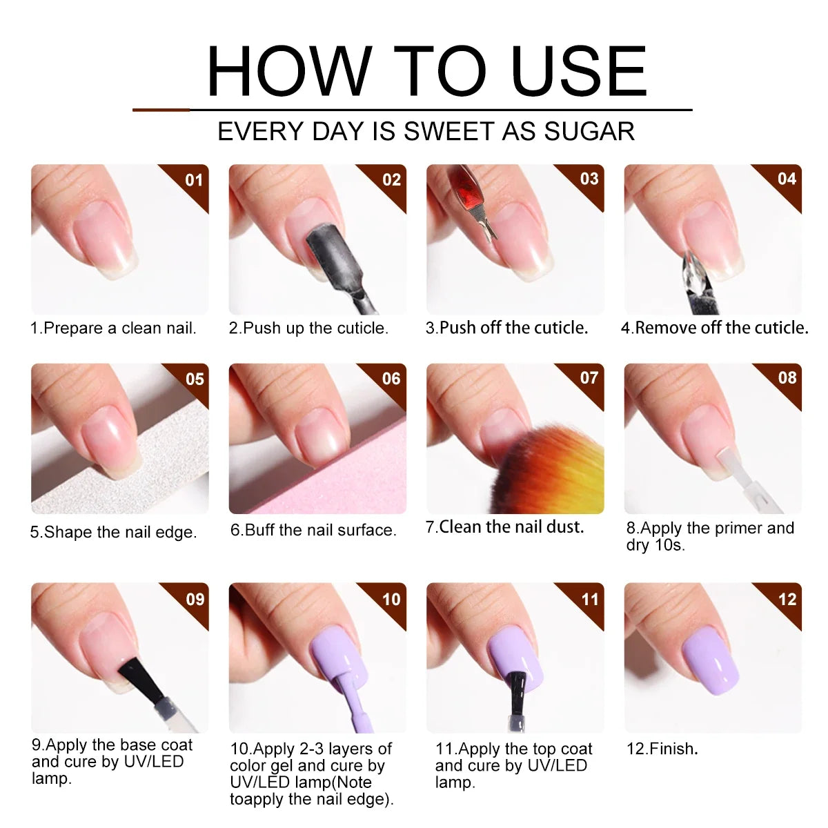 Blushimmer 18-piece gel nail polish kit with glitter, UV light, base and top coat, nail art stickers, and manicure tools.