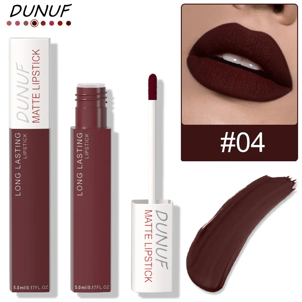 Blushimmer non-stick liquid lipstick in dark purple with matte velvet finish, long-lasting, waterproof, and fade-resistant lip gloss.