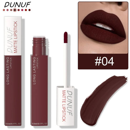 Blushimmer non-stick liquid lipstick in dark purple with matte velvet finish, long-lasting, waterproof, and fade-resistant lip gloss.