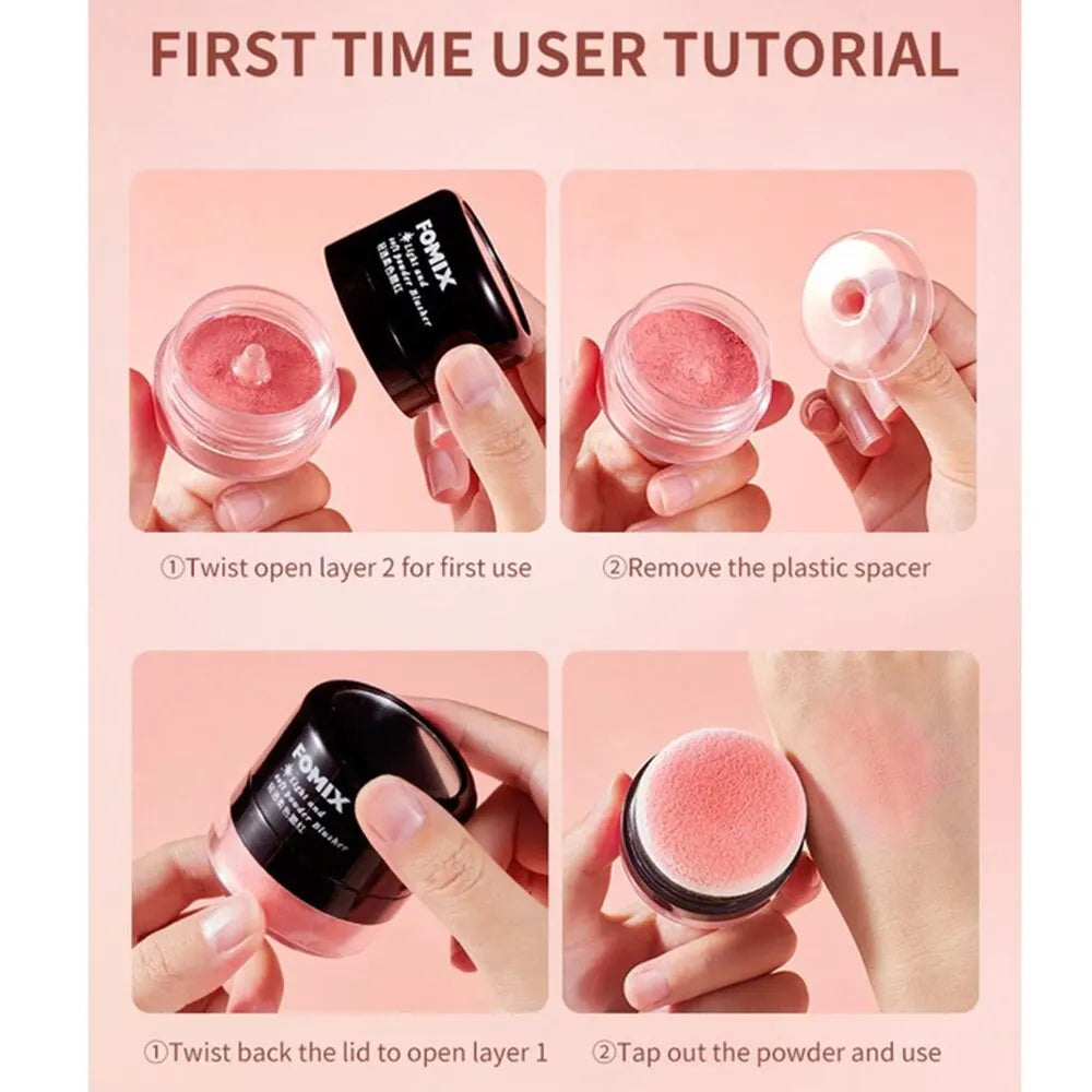 Blushimmer FOMIX loose powder air cushion blush with high pigment, soft matte finish, natural cheek color, long-lasting face blusher