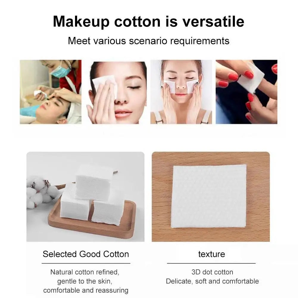 Set of 450/500/600pcs Blushimmer facial puff cotton pads for makeup removal, soft disposable face cleaning pads on a white background.