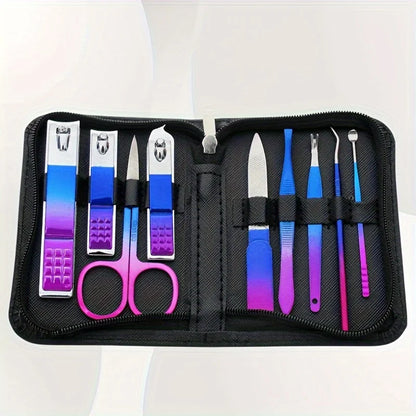 Blushimmer stainless steel manicure and pedicure kit with nail clippers, scissors, and travel case for precise nail care.