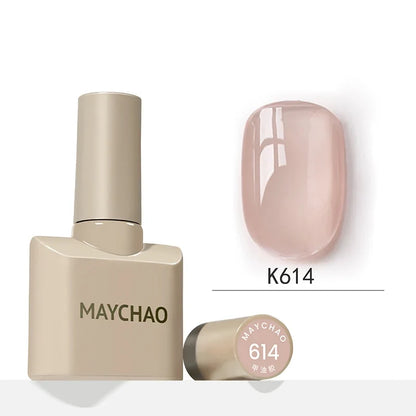 Blushimmer MAYCHAO 12ml jelly gel nail polish top coat with UV LED soak-off gel for long-lasting manicure, shown in bottle with applicator