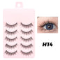 Blushimmer DINGSEN fake anime eyelashes with clear band, 5 pairs of natural, daily wear manga-style eyelashes on a white background.