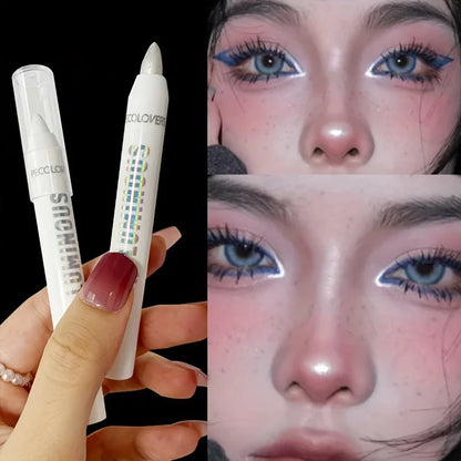 Blushimmer brightening highlighter pen with waterproof, matte pearly glitter white silvery eyeliner and eyeshadow stick.