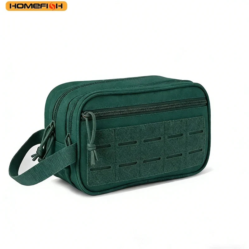 Blushimmer tactical toiletry bag for men, compact Dopp kit with Molle pouches, suitable for shaving, travel shower, and makeup essentials