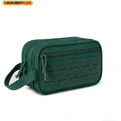 Blushimmer tactical toiletry bag for men, compact Dopp kit with Molle pouches, suitable for shaving, travel shower, and makeup essentials