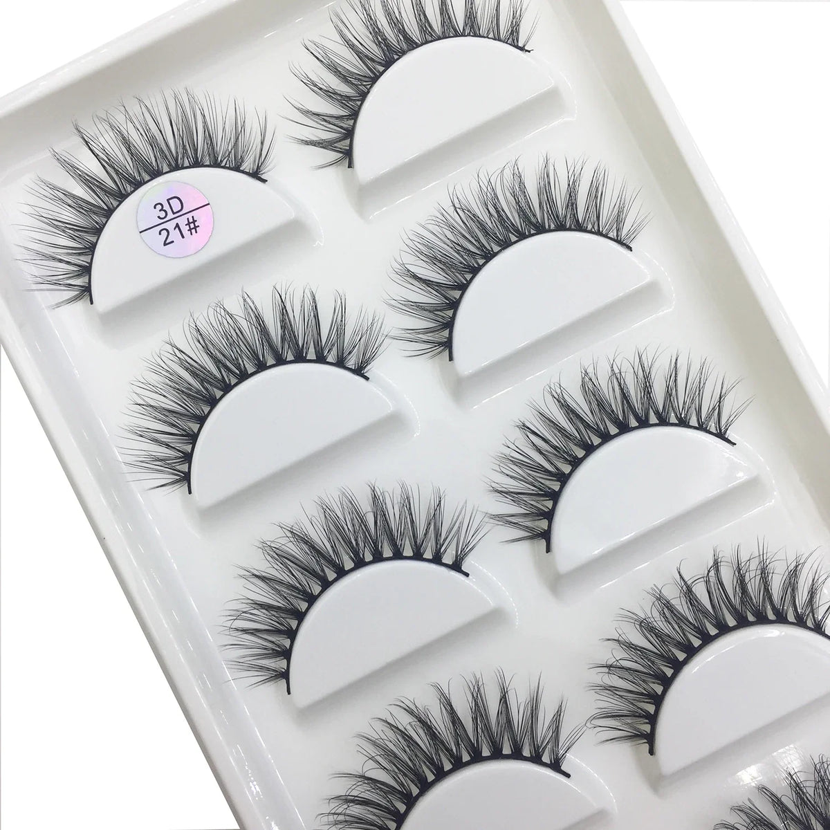 Set of 5 pairs of Blushimmer 3D faux mink false eyelashes, wispy and thick, for natural and dramatic eyelash enhancement.