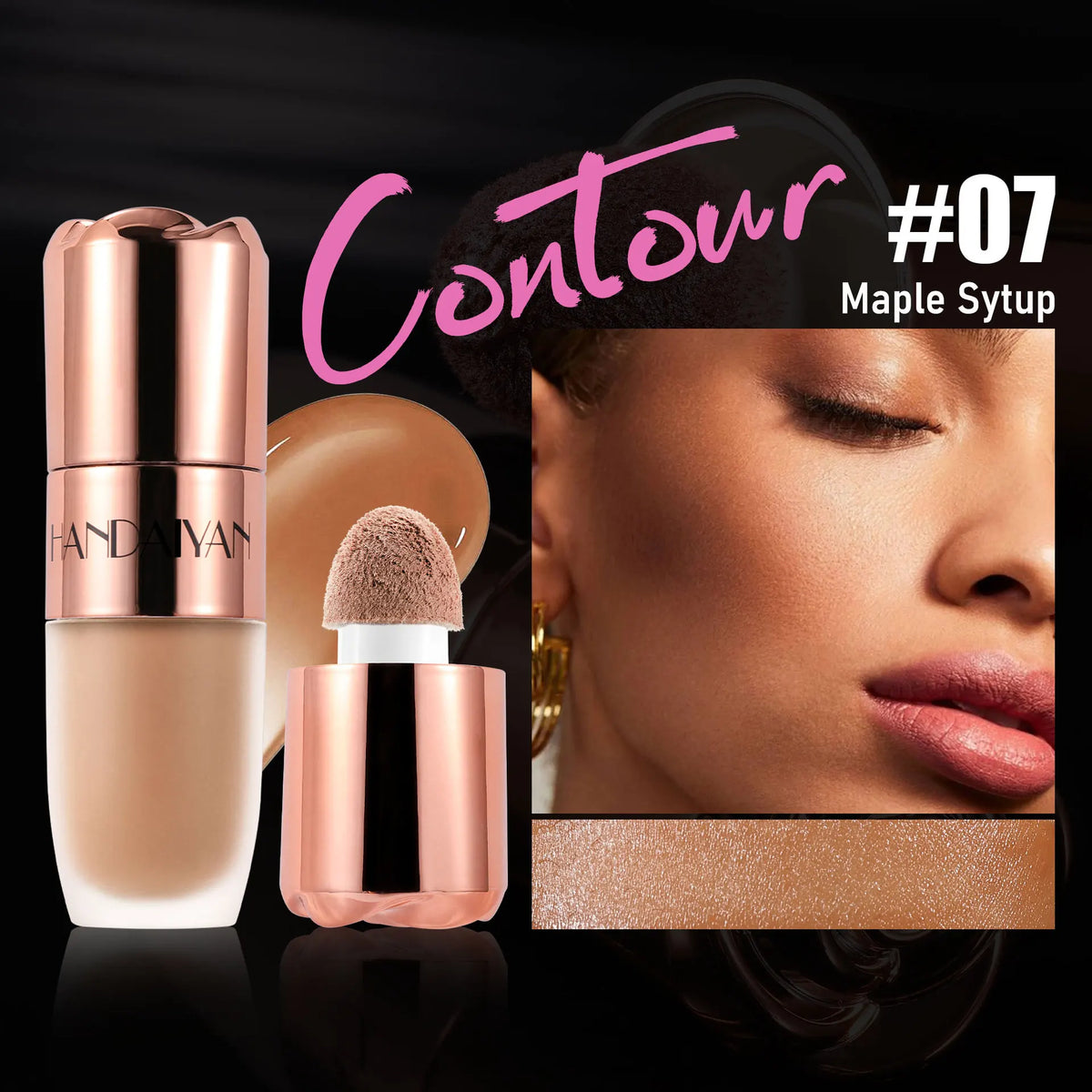 Blushimmer Liquid Highlighter Stick in Rose Glow with soft sponge tip, 3D contour effect, long-lasting face and body makeup application