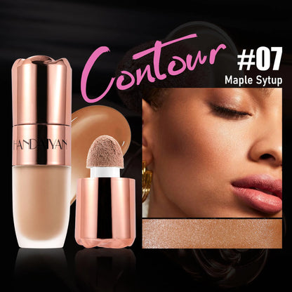 Blushimmer Liquid Highlighter Stick in Rose Glow with soft sponge tip, 3D contour effect, long-lasting face and body makeup application