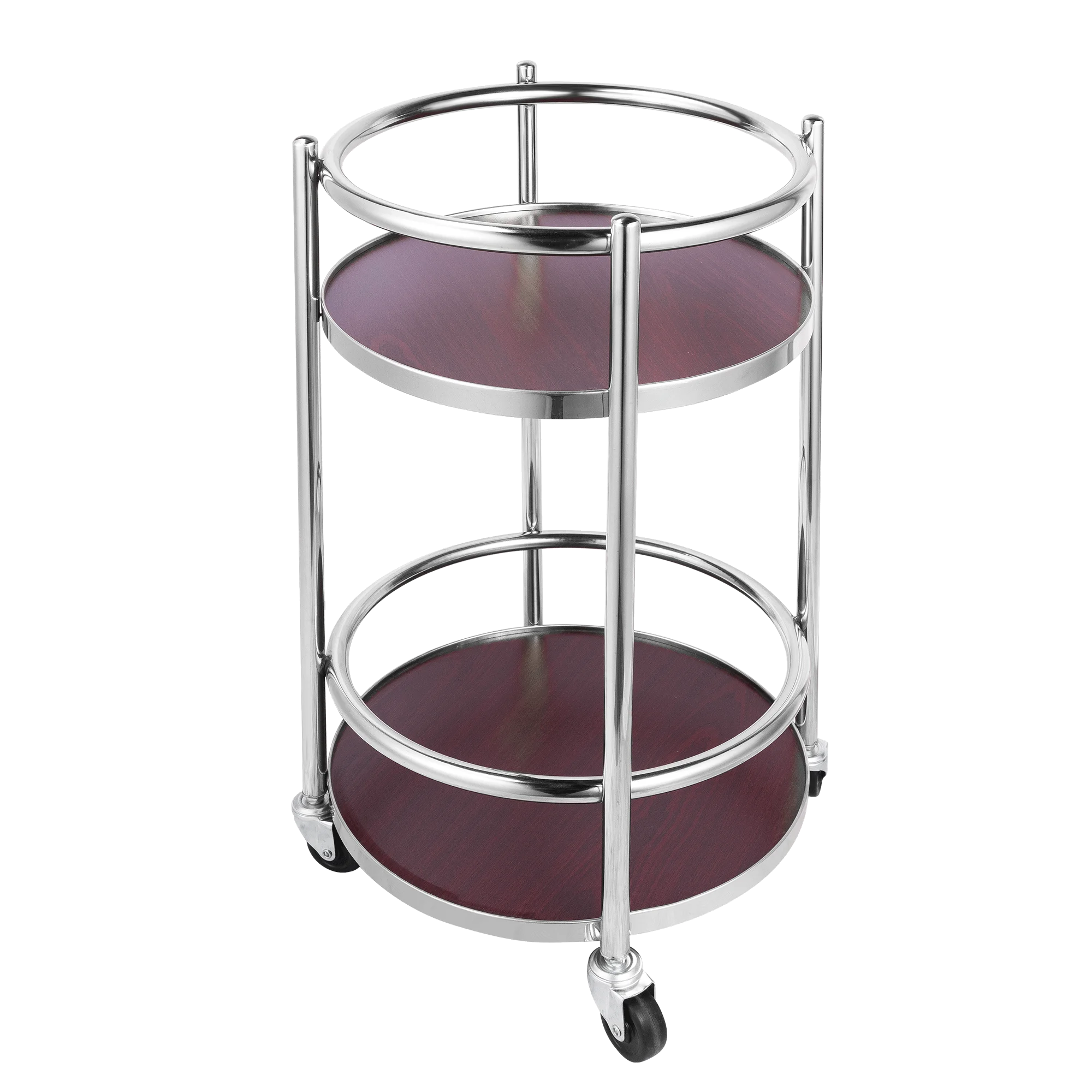 Portable Snack Dessert Display Stand for Party Office，Multi-Function 3-Tier Rolling Bar Cart, Solid Wood Kitchen Serving Trolley