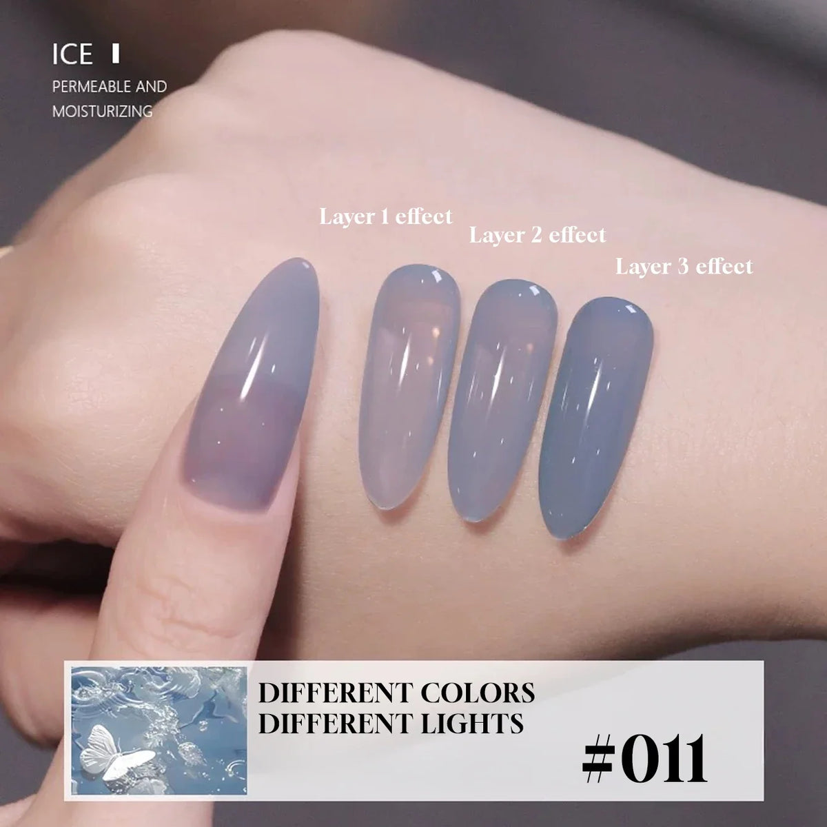 Blushimmer MIANEL Japanese style fairy gel nail polish in white pink nude and ice clear shades, perfect for summer pink nails.