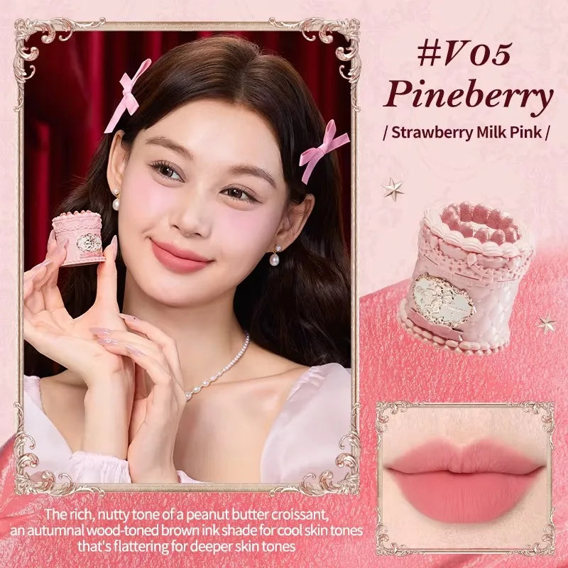 Blushimmer Flowerknows Strawberry Cupid matte velvet lipstick and lip gloss set with pink lip cream, floral packaging, and makeup details.
