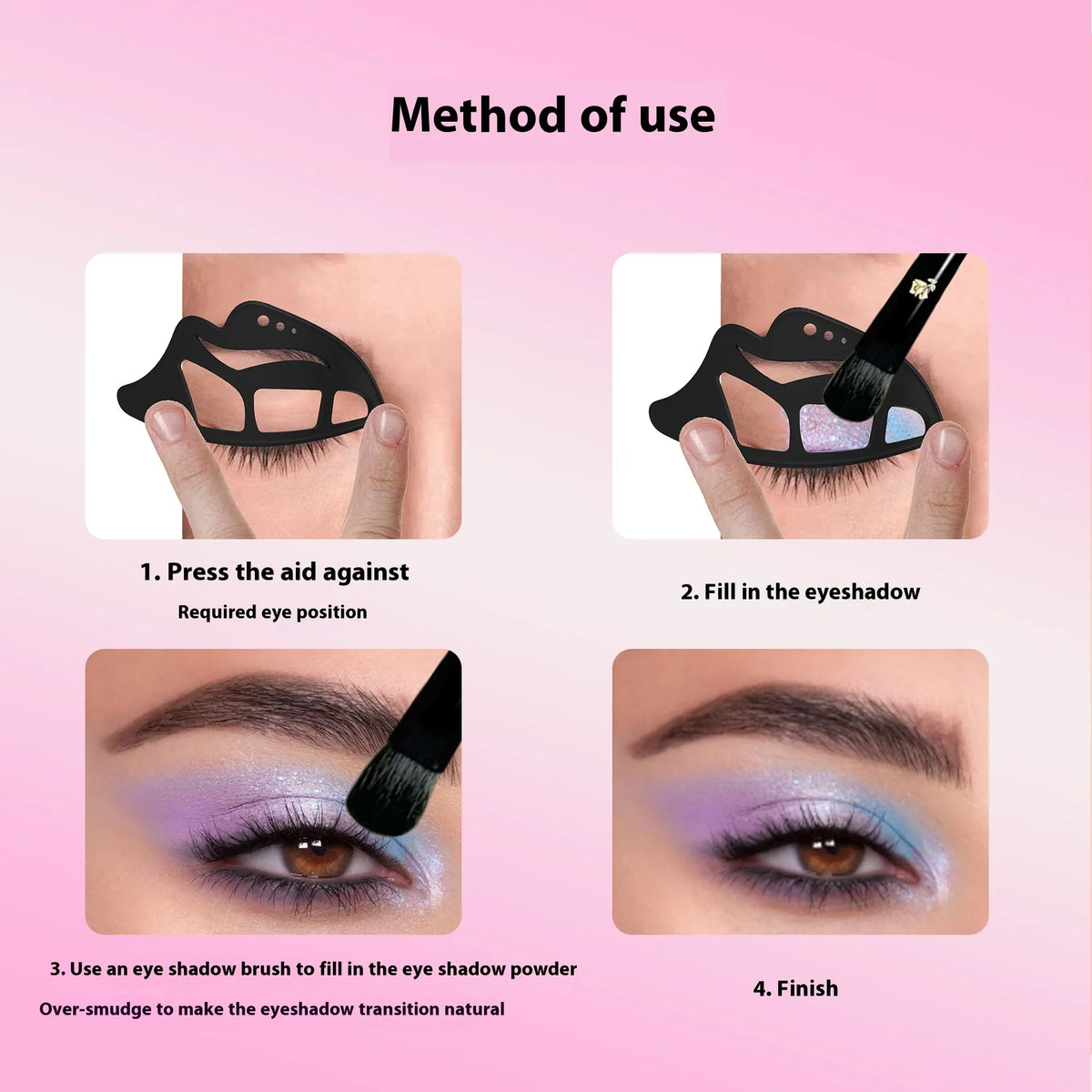 Blushimmer multi-function female eye shadow tool set with templates for quick, easy eye makeup application, ideal for beginners.