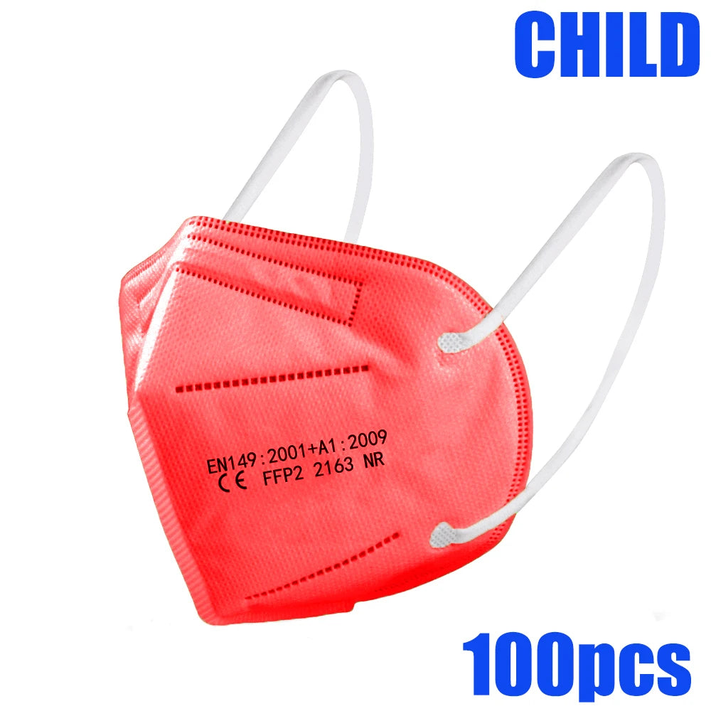 50-100pcs 5Layers Kids Facemask KN95 Mask Child Disposable Mask Virus Mouths Fpp2 Covers Dust Full Face Masks Non-woven Fabric