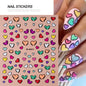 Red lips and love heart nail decal stickers by Blushimmer for Valentine's Day, featuring self-adhesive, romantic nail art designs.