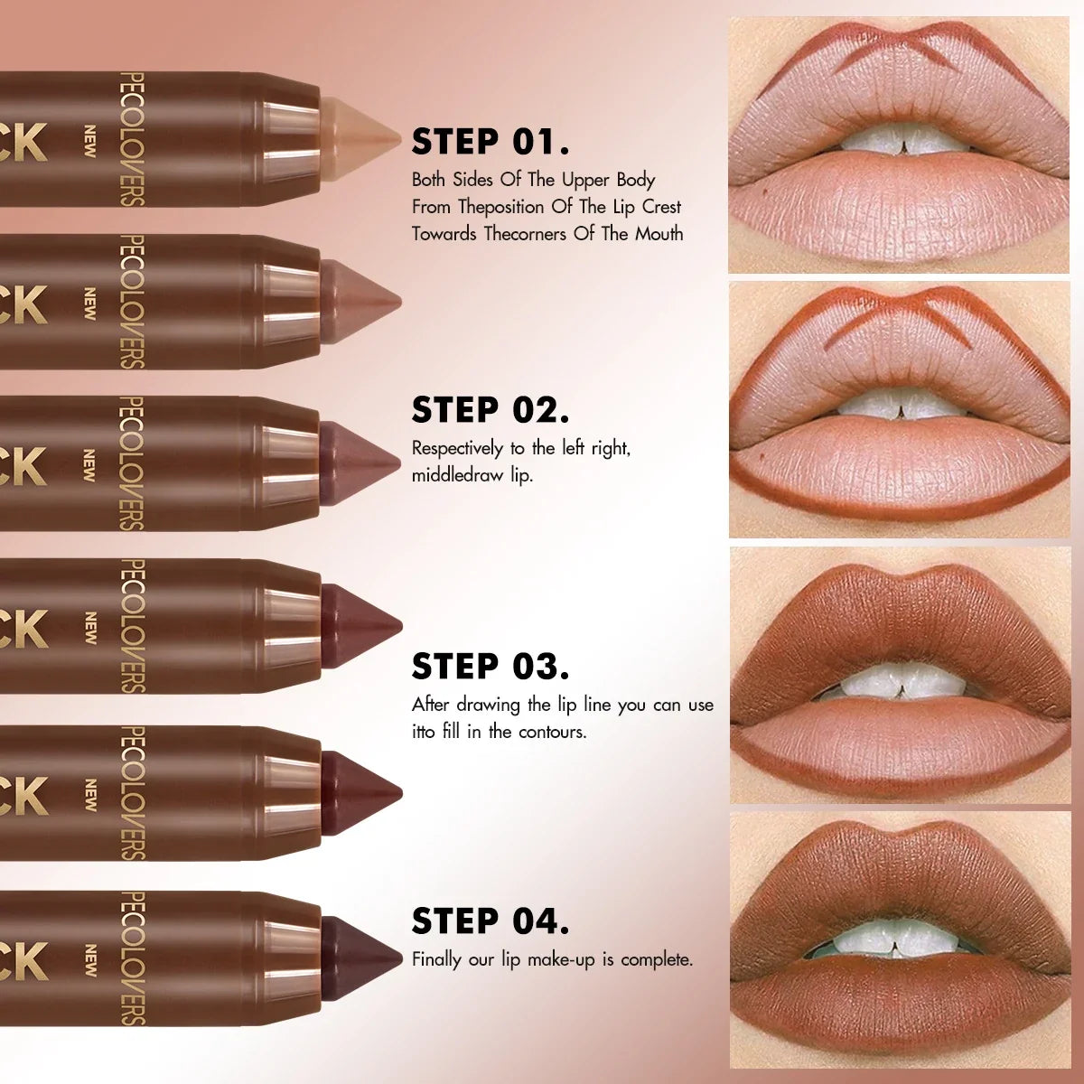 Blushimmer multi-color matte lipstick crayon for brown tones, long-lasting, high pigmented, natural finish, and easy to apply.