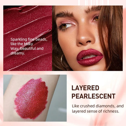 QIBEST matte and shiny glitter liquid lipstick in vibrant colors, waterproof long-lasting lip gloss for women’s lips makeup.