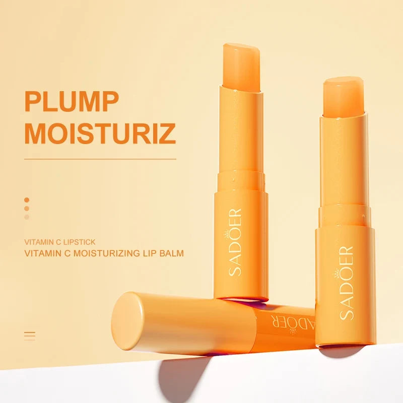 Blushimmer SADOER Vitamin C Lip Balm applying moisturizing, hydrating, and nourishing formula to smooth and repair lips.