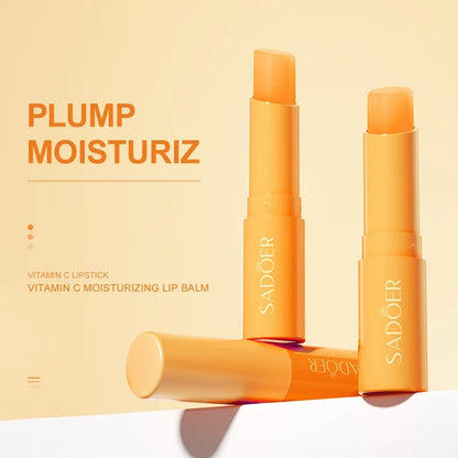 Blushimmer SADOER Vitamin C Lip Balm applying moisturizing, hydrating, and nourishing formula to smooth and repair lips.