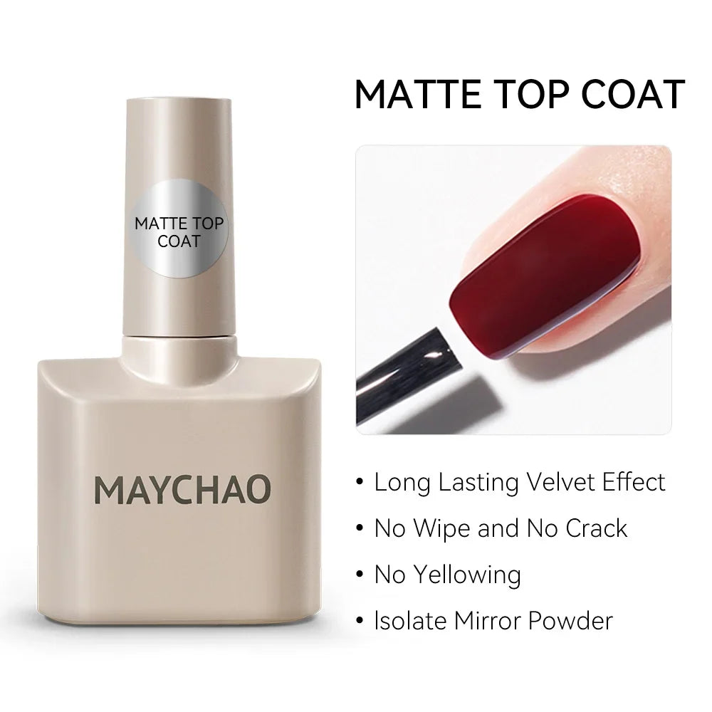 Blushimmer MAYCHAO 12ml jelly gel nail polish top coat for semi-permanent UV LED manicures, long-lasting gel nail varnish.